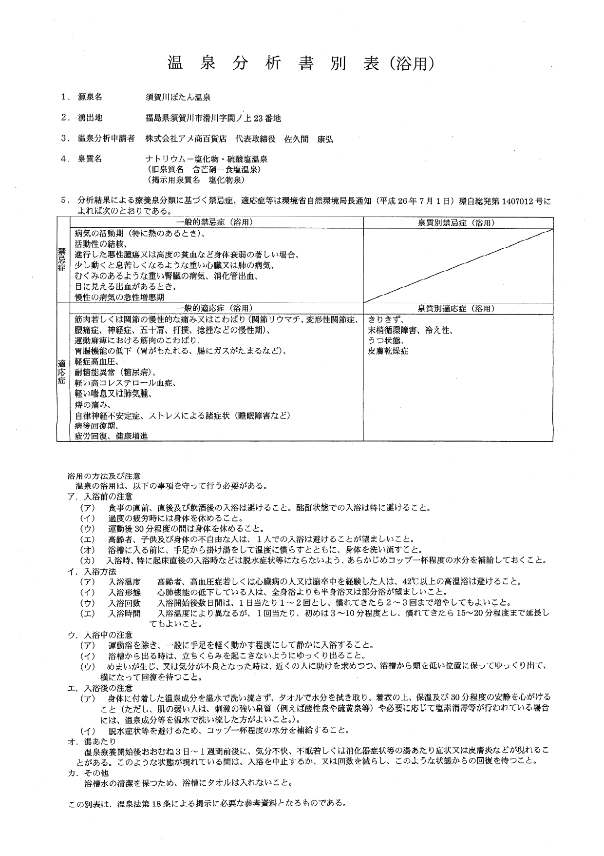 泉質・特徴について